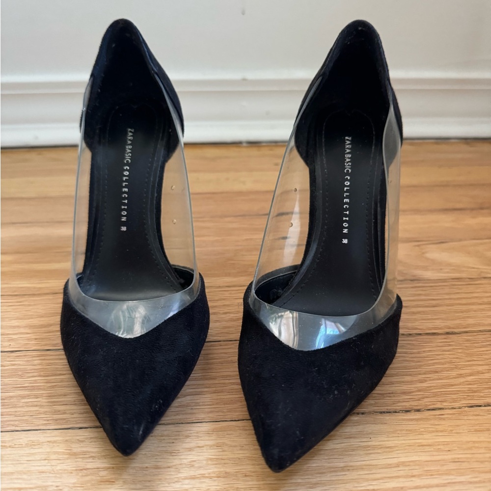 Zara Black and Clear Heels